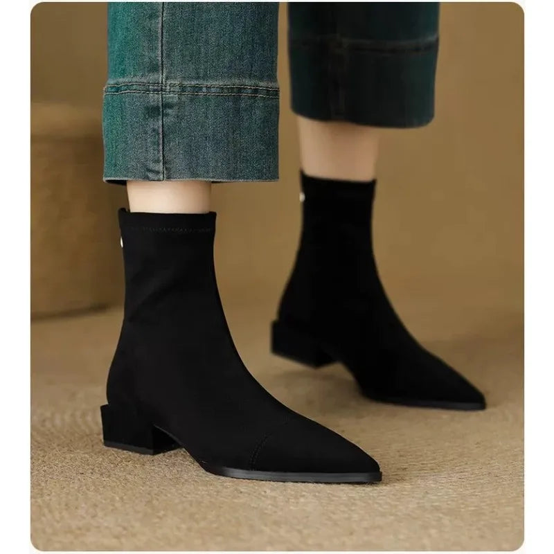 Selma – Pointed Toe Stretch Sock Boots