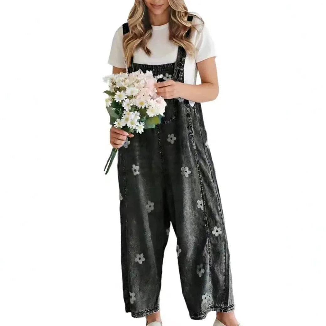 Mandy – Floral Denim Overalls