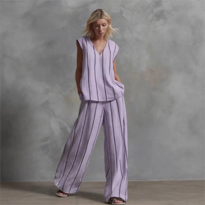 Paige | Striped Top & Wide-Leg Pants Set