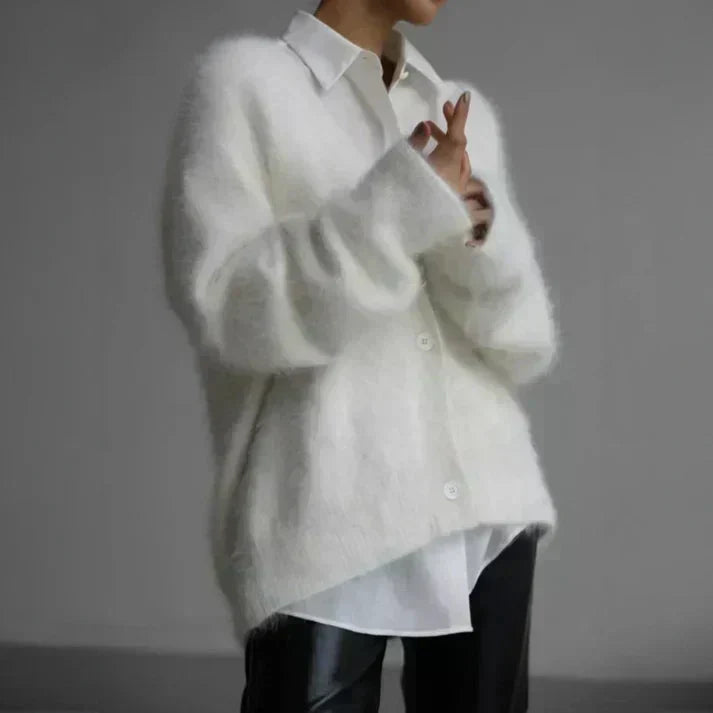 Joan – Fluffy Oversized Button-Up Cardigan