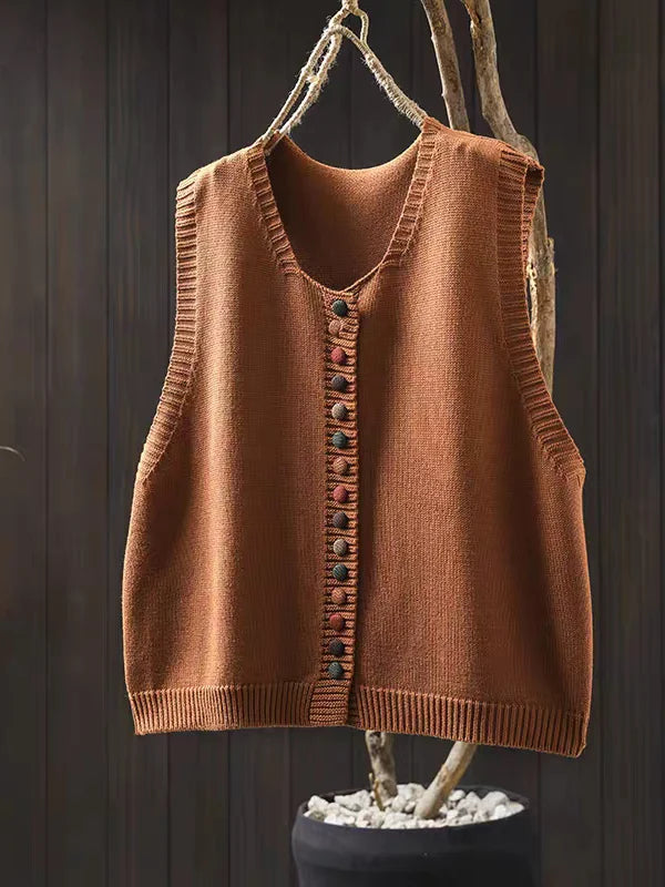 Shannon – Knit Button-Front Sleeveless Vest