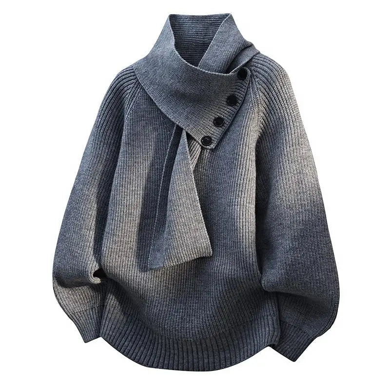 Phyllis – Knit Jumper with Scarf Collar