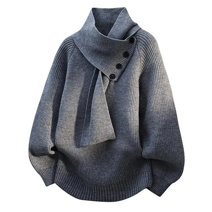 Phyllis – Knit Jumper with Scarf Collar