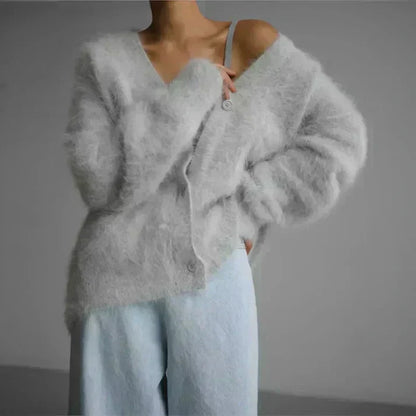 Joan – Fluffy Oversized Button-Up Cardigan