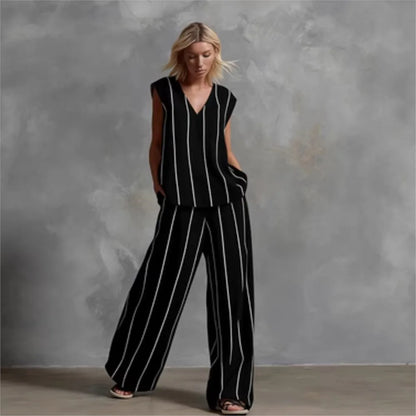 Paige | Striped Top & Wide-Leg Pants Set