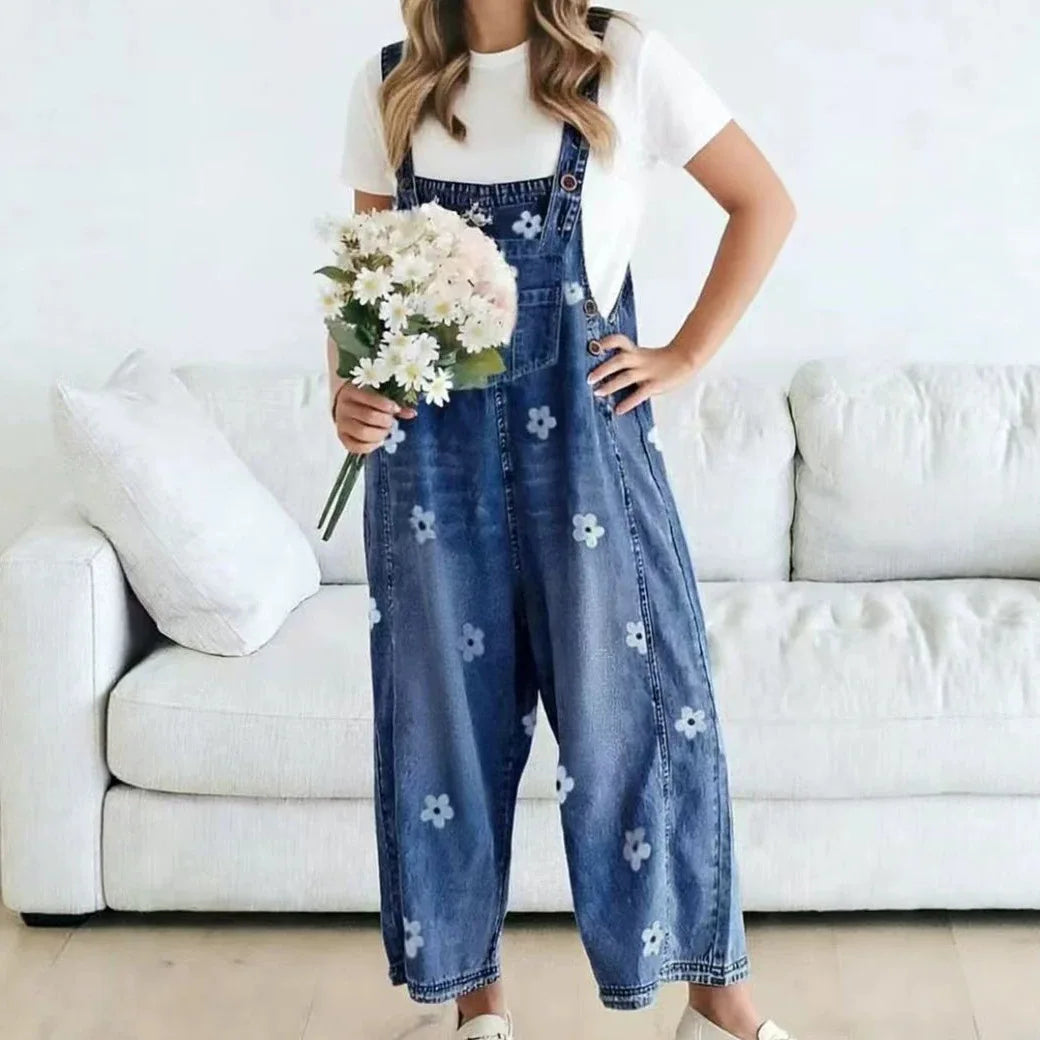 Mandy – Floral Denim Overalls