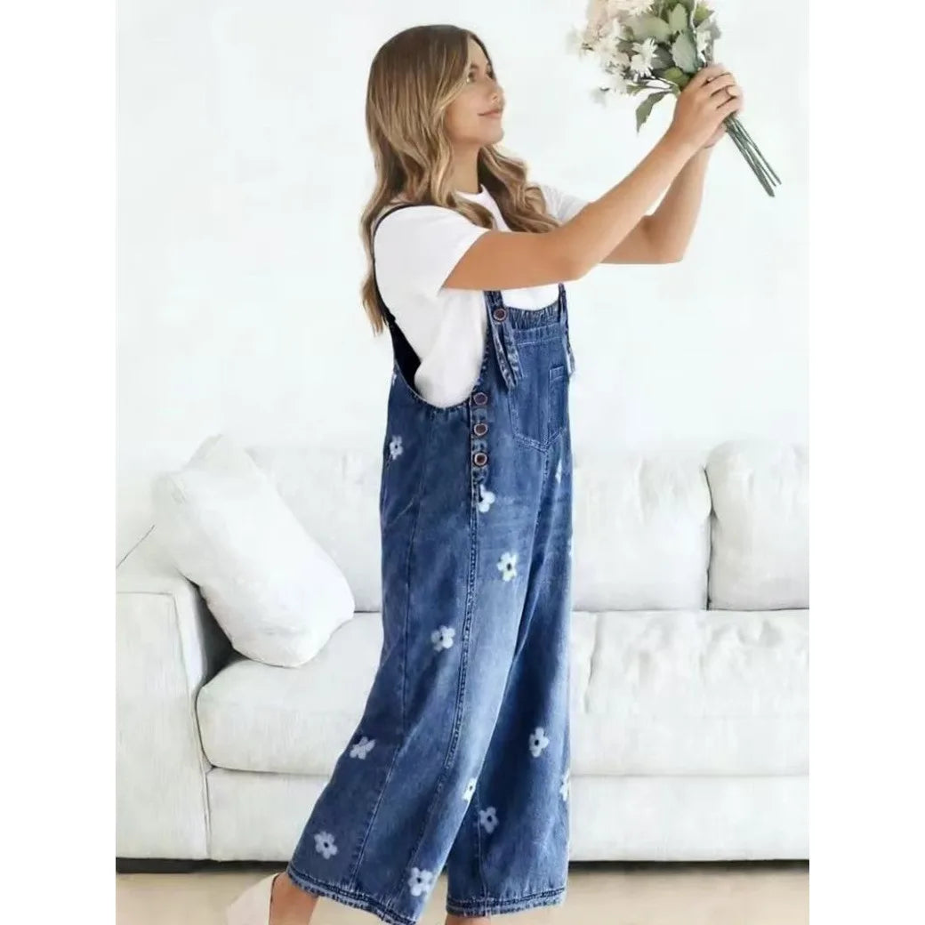 Mandy – Floral Denim Overalls
