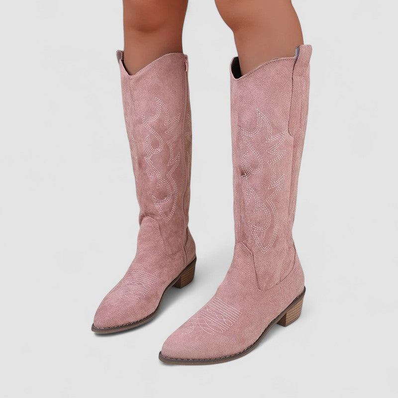 Kay – Embroidered Western Knee-High Boots