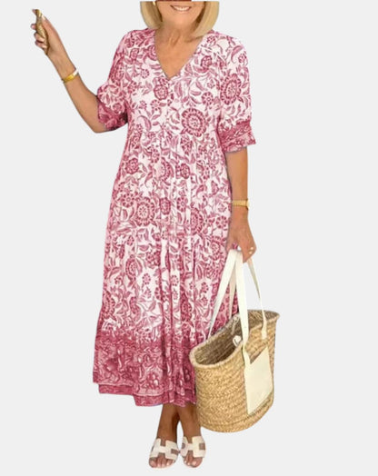 Odessa | Elegant Floral Dress with V-Neck
