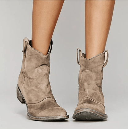 Charlotte – Suede Western Ankle Boots