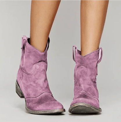 Charlotte – Suede Western Ankle Boots