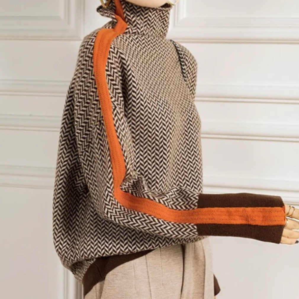 Marcella – Herringbone Turtleneck Jumper