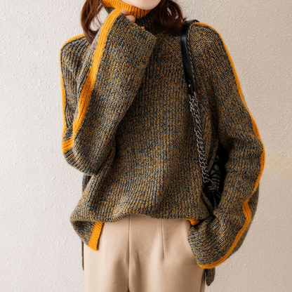 Mary – Turtleneck Contrast Trim Knit Jumper