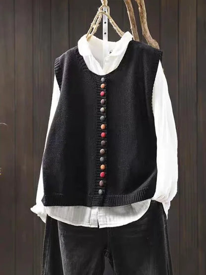 Shannon – Knit Button-Front Sleeveless Vest