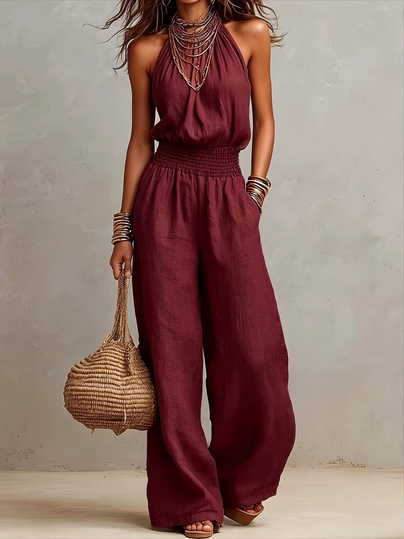 Ruth – Halter Neck Wide-Leg Jumpsuit
