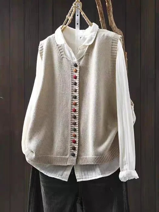 Shannon – Knit Button-Front Sleeveless Vest