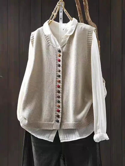 Shannon – Knit Button-Front Sleeveless Vest
