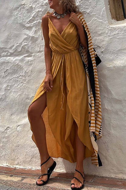 Carleen – Wrap Maxi Dress with Slit