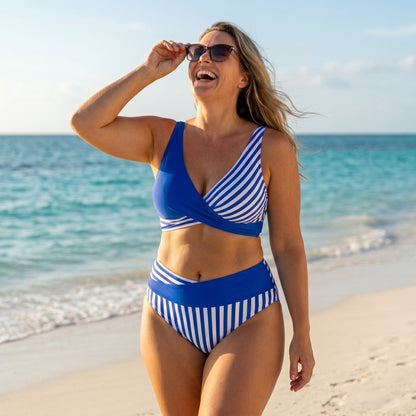 Bernadette – Striped Wrap Bikini Set
