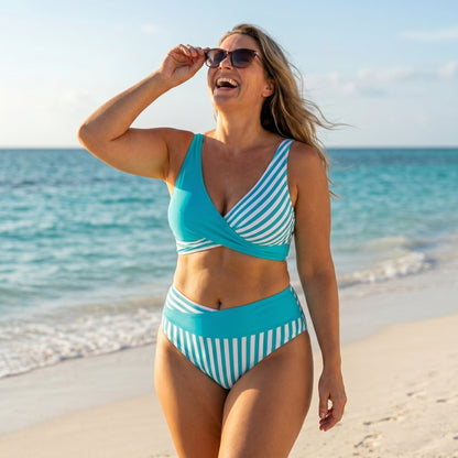 Bernadette – Striped Wrap Bikini Set