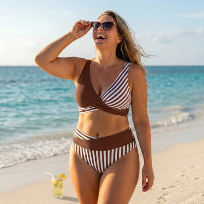 Bernadette – Striped Wrap Bikini Set