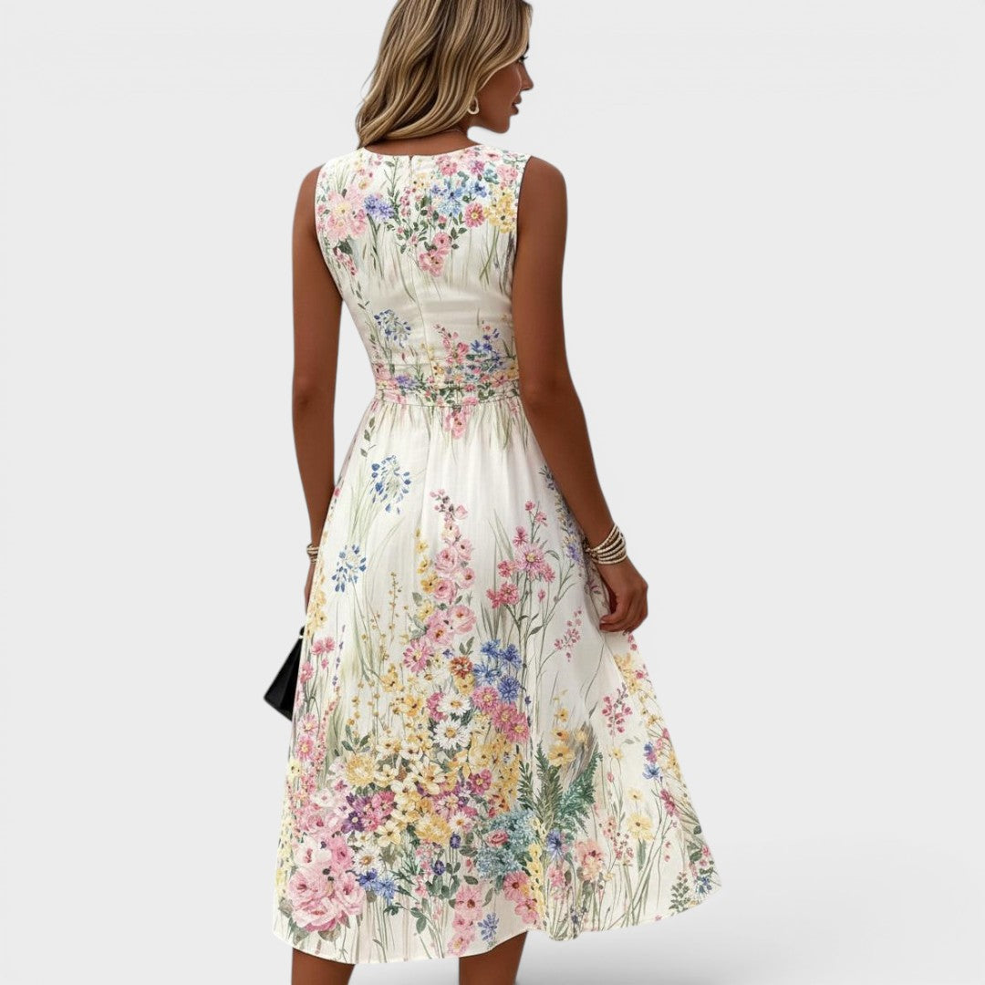 Gayle – Sleeveless Wildflower Midi Dress