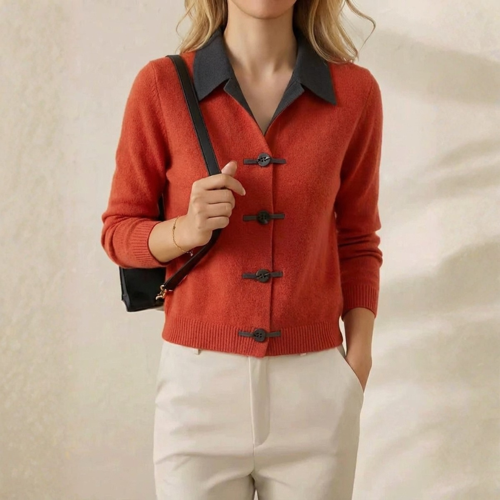 Sonia – Collared Cardigan with Toggle Buttons