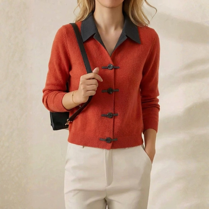 Sonia – Collared Cardigan with Toggle Buttons