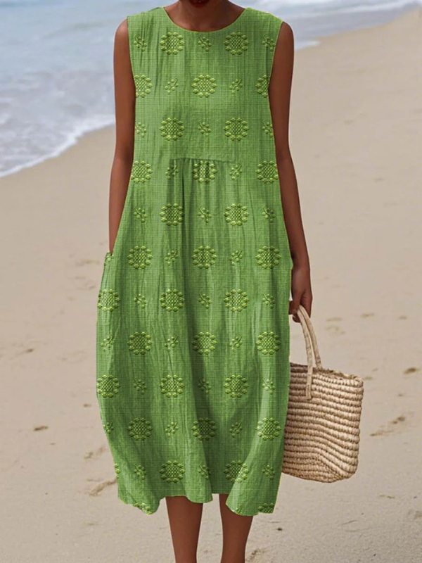 Louise – Textured Embroidered Midi Dress