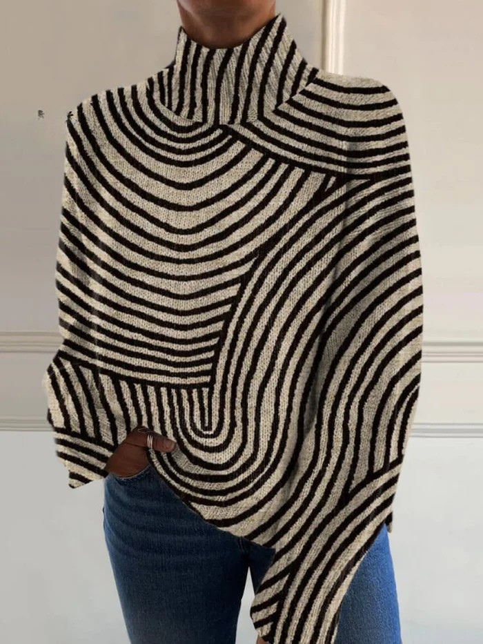 Maggie – Graphic Stripe Turtleneck Jumper