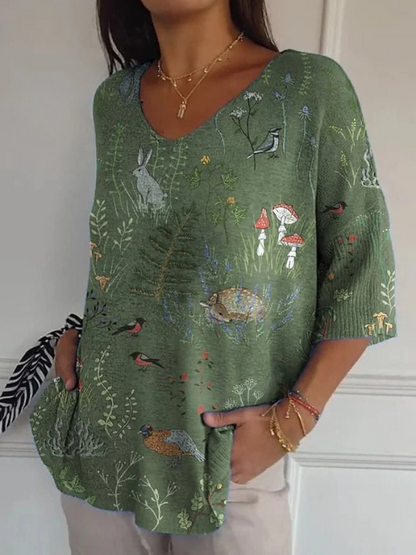 Caia | Animals Repeat Pattern Printed Women's Casual Pullover Knit