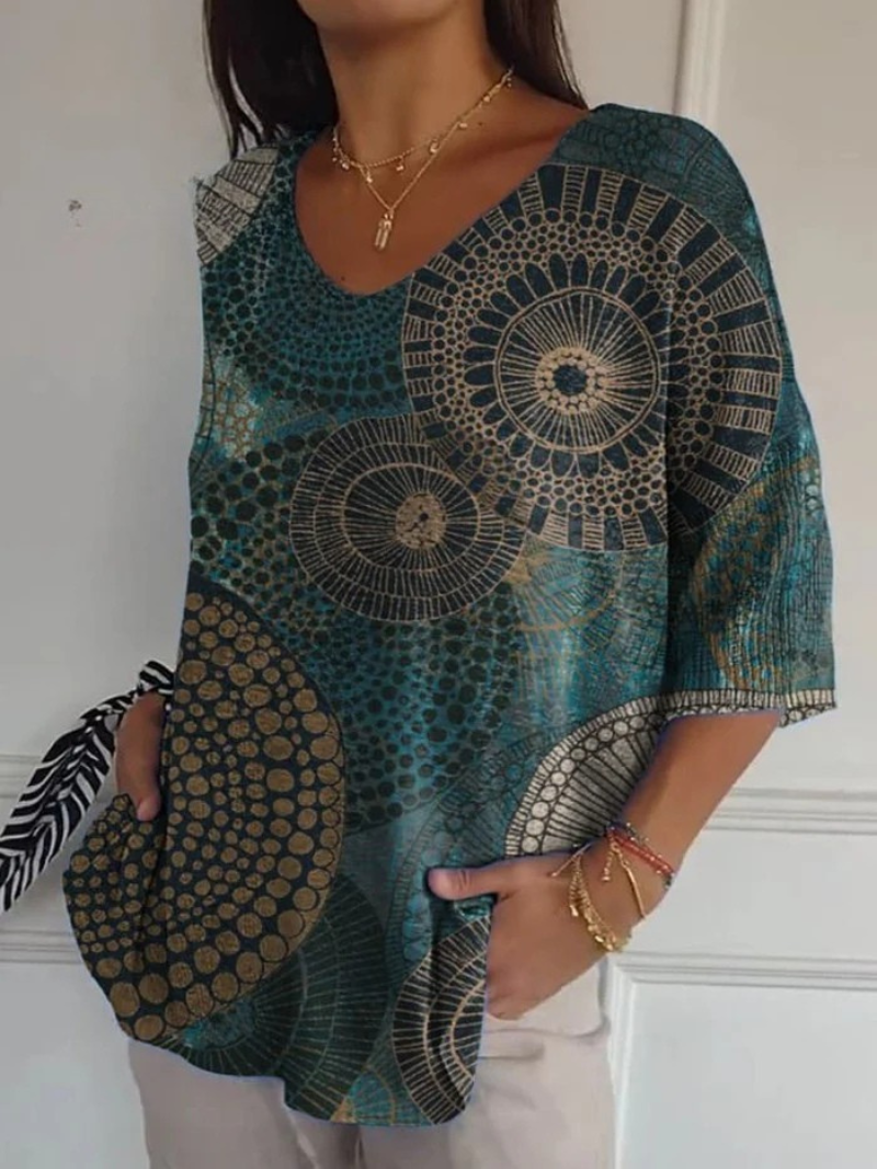 Opal | Vintage Circle Totem Abstract Geometry Casual Pullover Knit