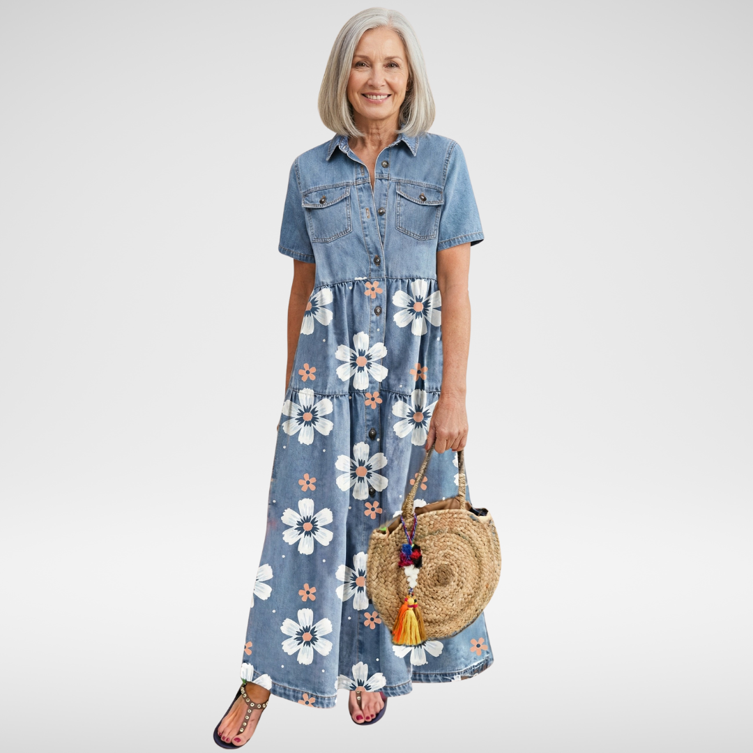 Cady | Denim Flower Dress