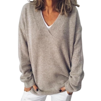 Rena – Relaxed V-Neck Knit Jumper