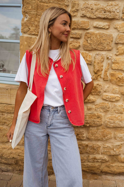 Judith – Vintage Button-Front Sleeveless Vest