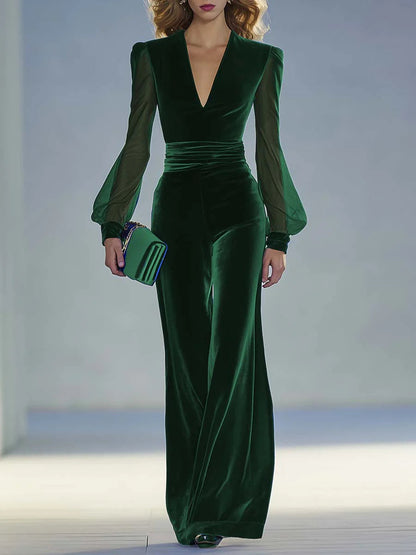 Bonita – Velvet Wide-Leg Evening Jumpsuit