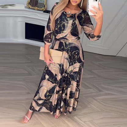 Selene | Printed Waist-Defined Dress