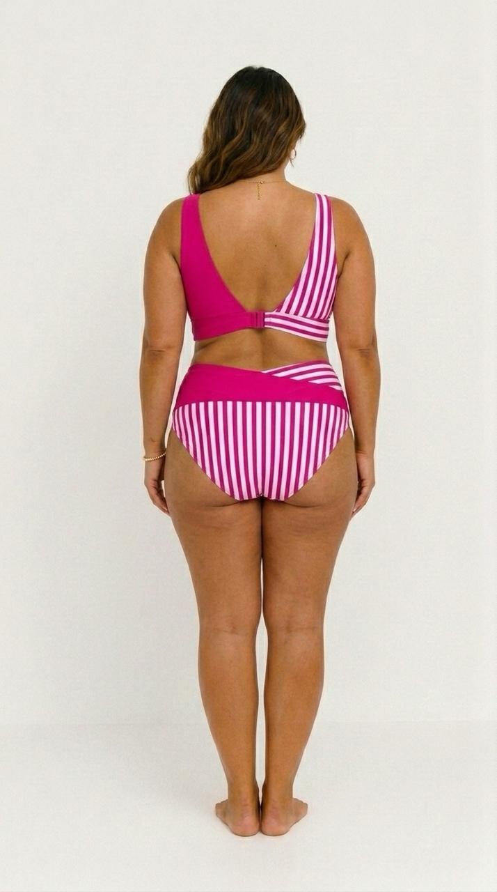 Danielle – Striped Crossover Bikini Set