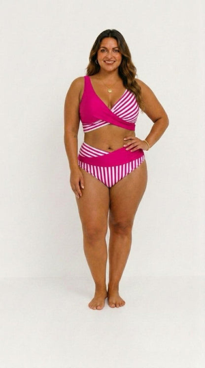 Danielle – Striped Crossover Bikini Set