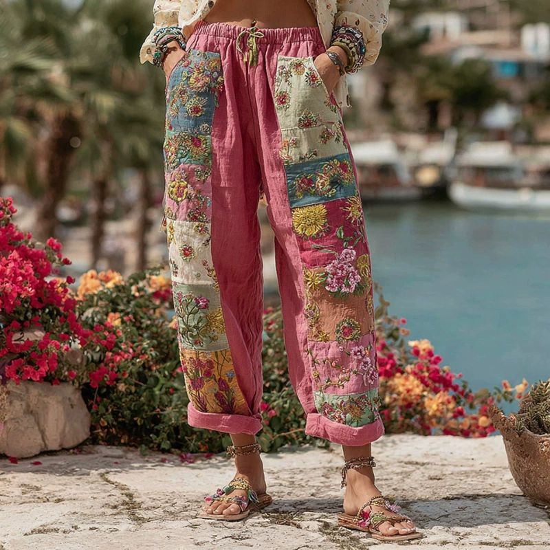 Diana – Boho Patchwork Floral Relaxed Pants