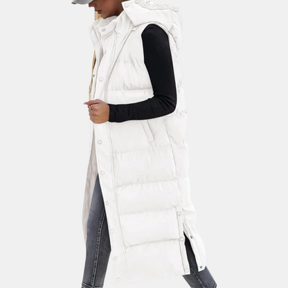 Irene – Long Hooded Quilted Puffer Vest