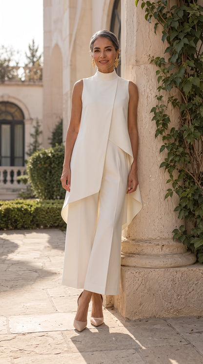 Ruth – Sleeveless Turtleneck Top and Wide-Leg Pants Set