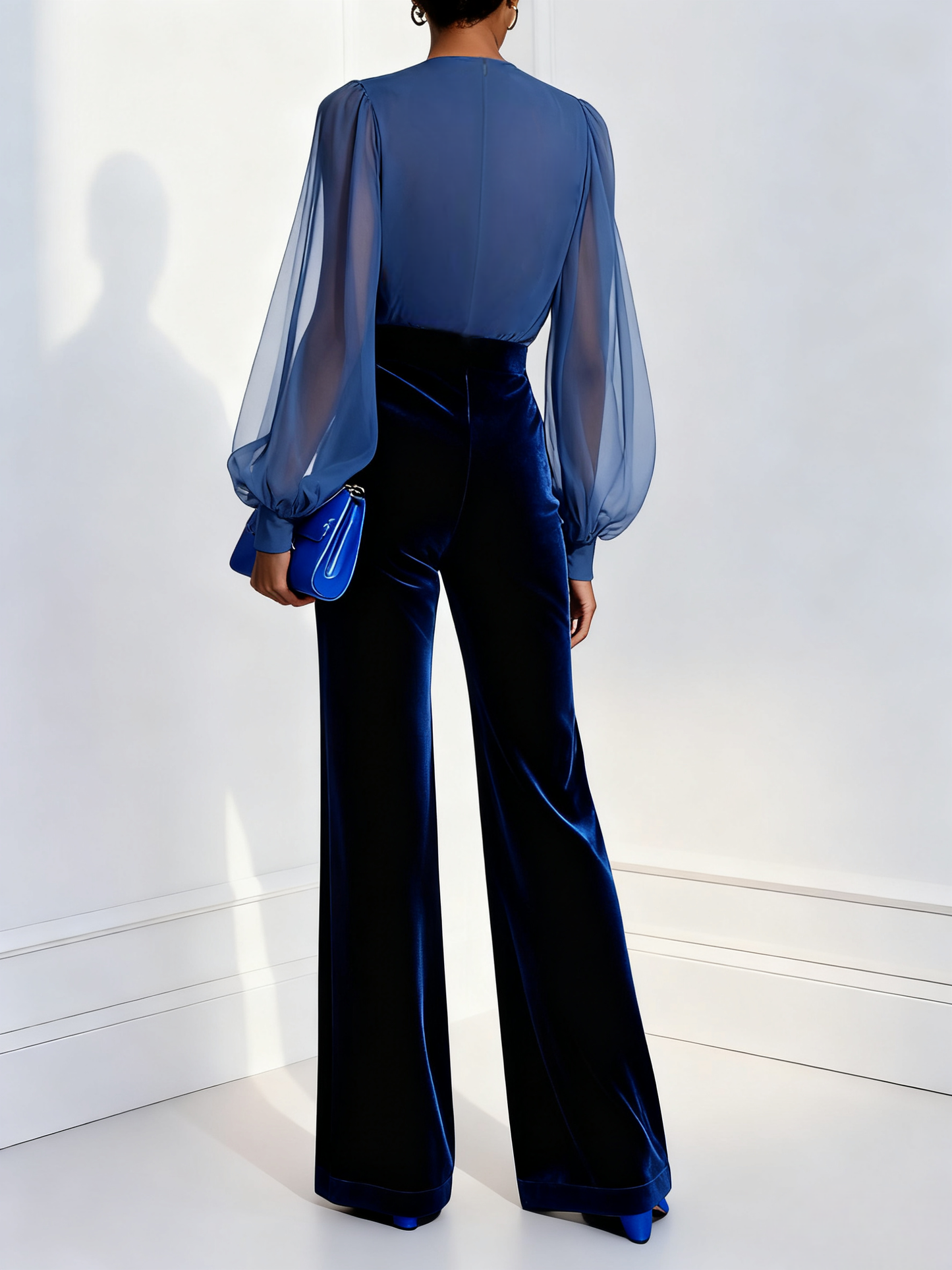 Georgette – Velvet and Chiffon-Look Wide Leg Jumpsuit