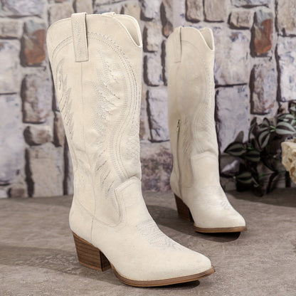 Laurel | Women’s Suede Cowboy Boots with Block Heel