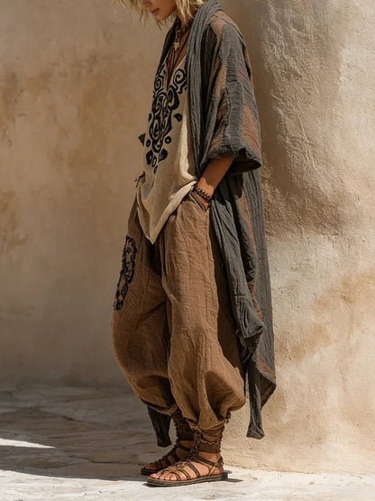 Vita | Nomadic Bohemian Art Print Three-Piece Set Outfit