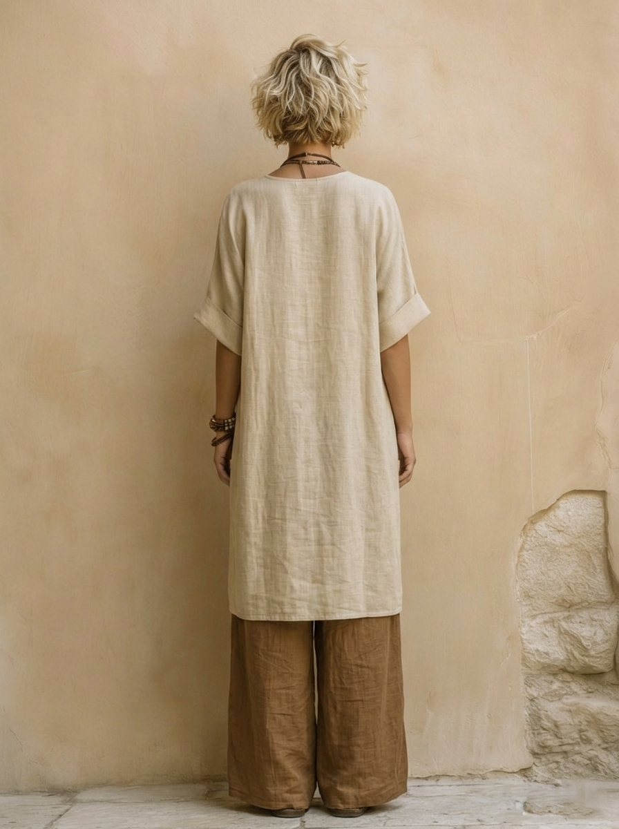 Margaret | Dark Grey & Brown Tribal Print Three-Piece Set