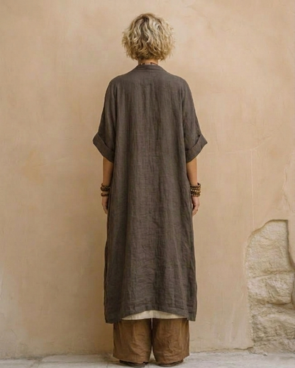 Margaret | Dark Grey & Brown Tribal Print Three-Piece Set