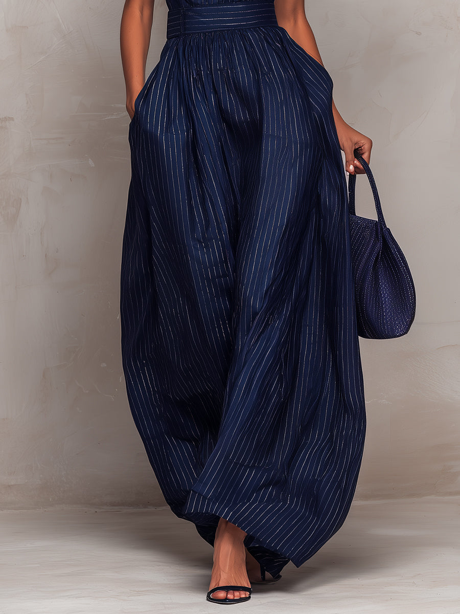 Felicia – Striped Wide-Leg Elegant Jumpsuit