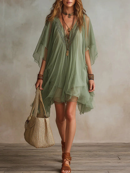 Zalia | Sheer Flow Tunic Dress