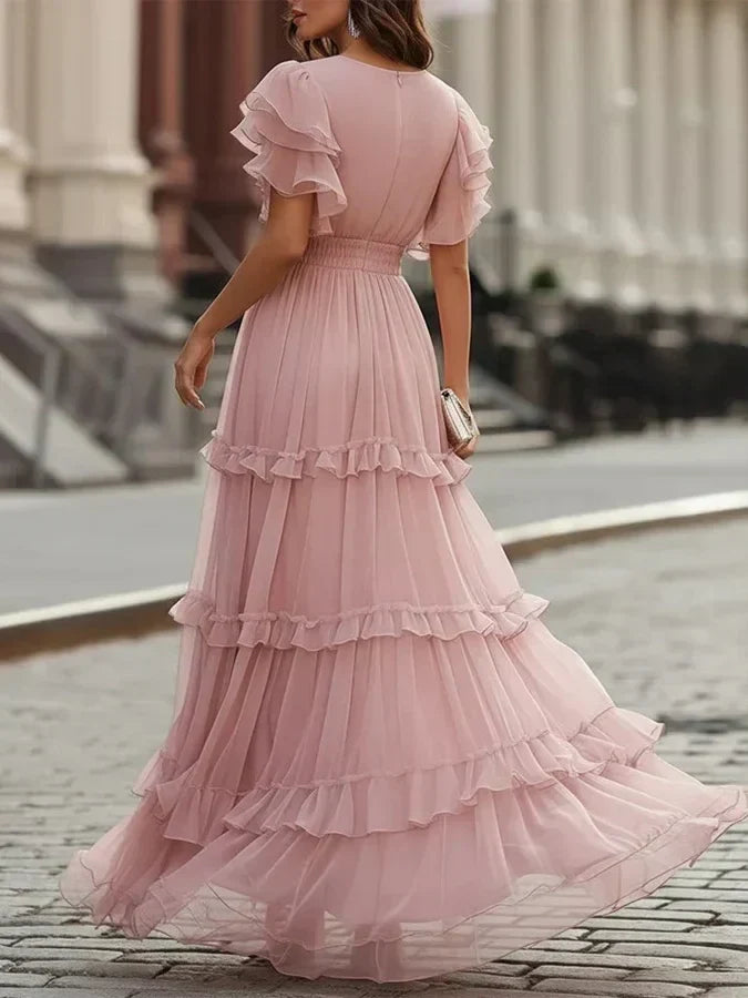 Lucille | Light Pink Elegant Wedding Maxi Dress